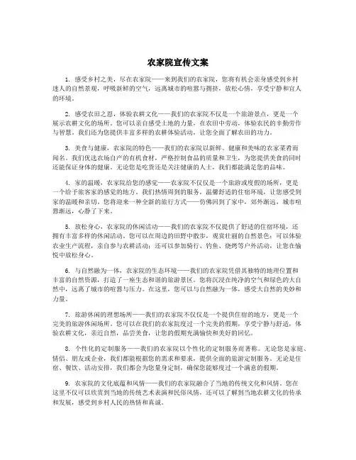 农家院宣传文案