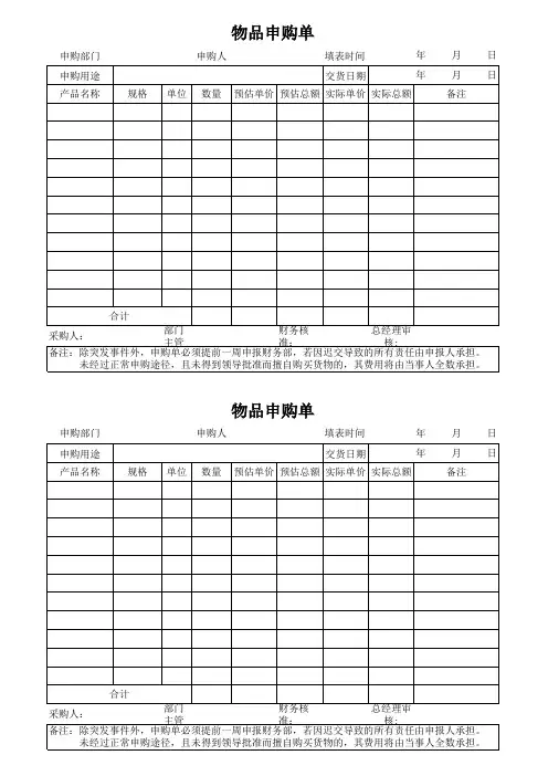 物品申购单