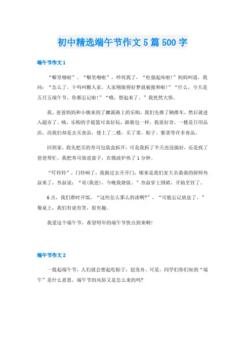 初中精选端午节作文5篇500字