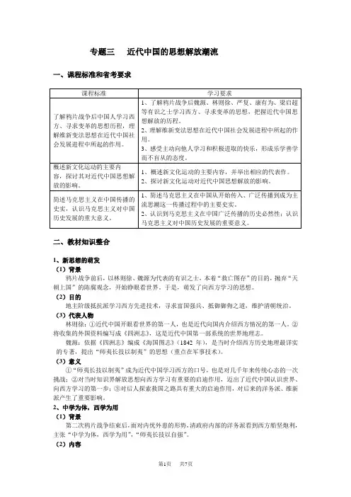 高考历史专题三近代中国的思想解放潮流.doc