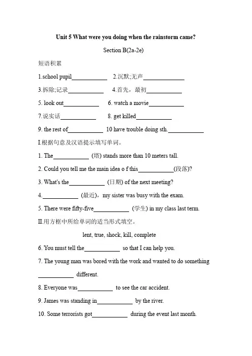 2020-2021学年新人教八年级英语下册Unit 5 Section B(2a-2e) 课时作业)