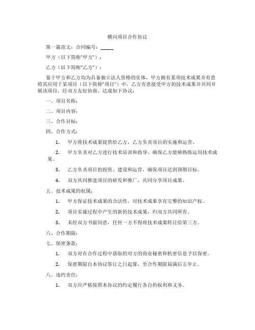 横向项目合作协议