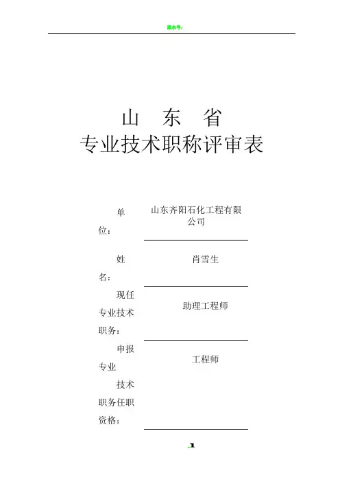 《专业技术职称评审表》填表范本