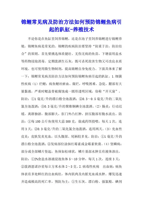 锦鲤常见病及防治方法 如何预防锦鲤鱼病引起的趴缸 - 养殖技术