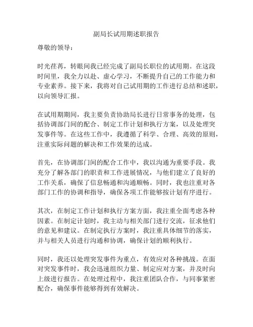 副局长试用期述职报告