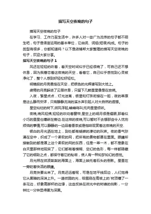 描写天空夜晚的句子