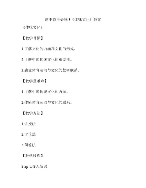 高中政治必修3《体味文化》教案