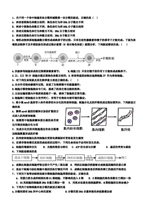 细胞的生命历程高考题