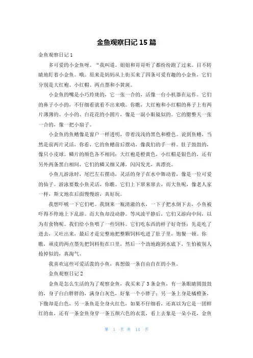 金鱼观察日记15篇