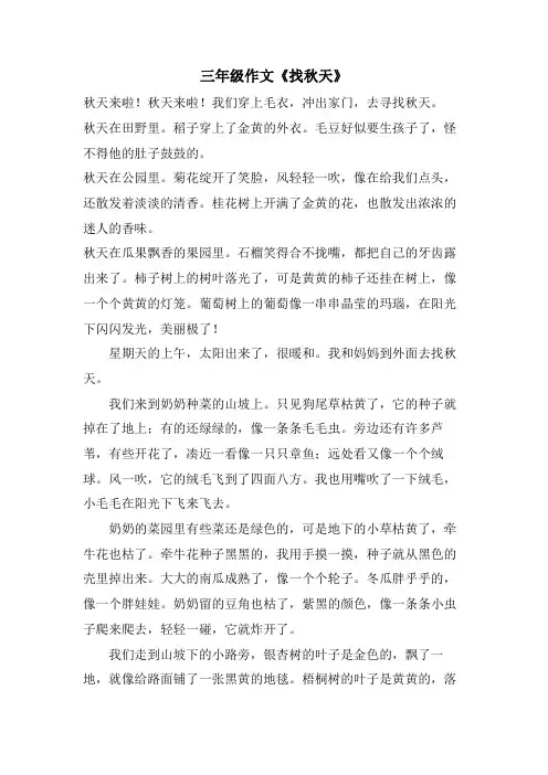 三年级作文《找秋天》