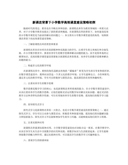 新课改背景下小学数学高效课堂建设策略初探