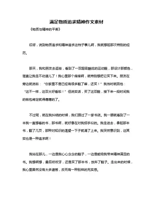 满足物质追求精神作文素材