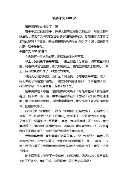 精选采摘作文400字4篇