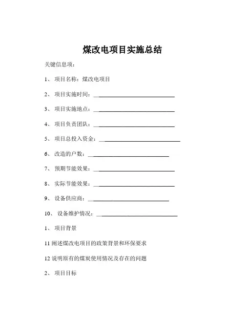 煤改电项目实施总结