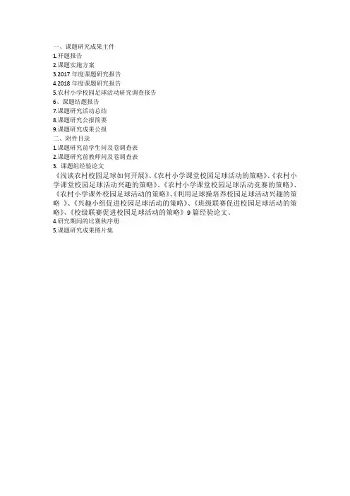课题结题成果目录