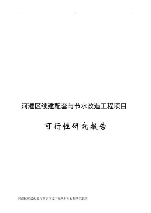 河灌区续建配套与节水改造工程项目可行性研究报告