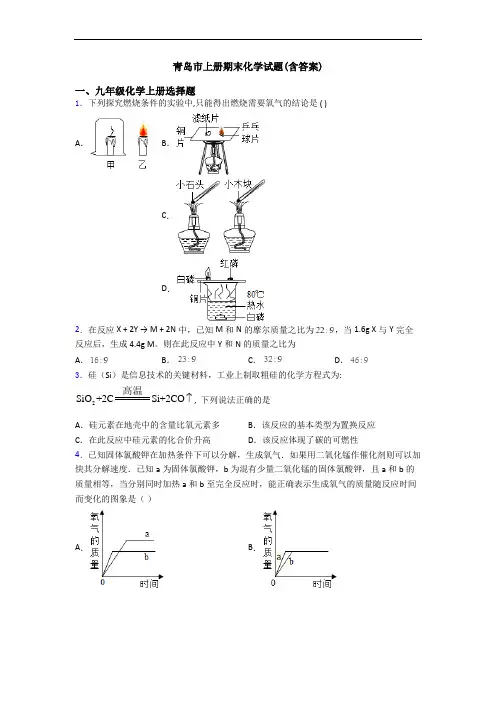 青岛市初三化学上册期末化学试题(含答案)
