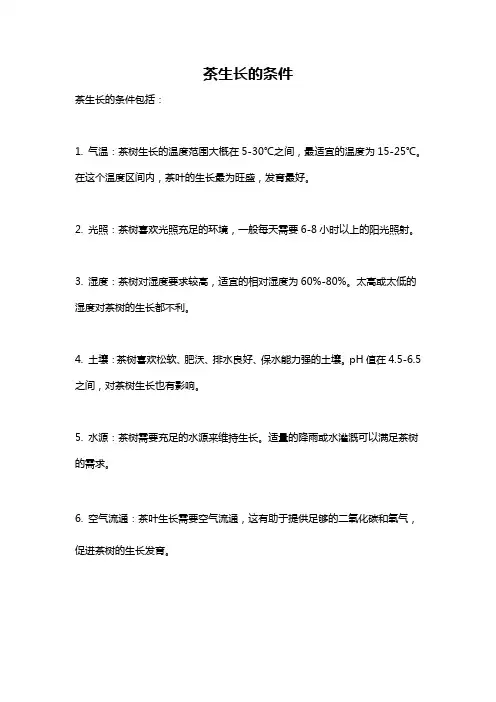 茶生长的条件