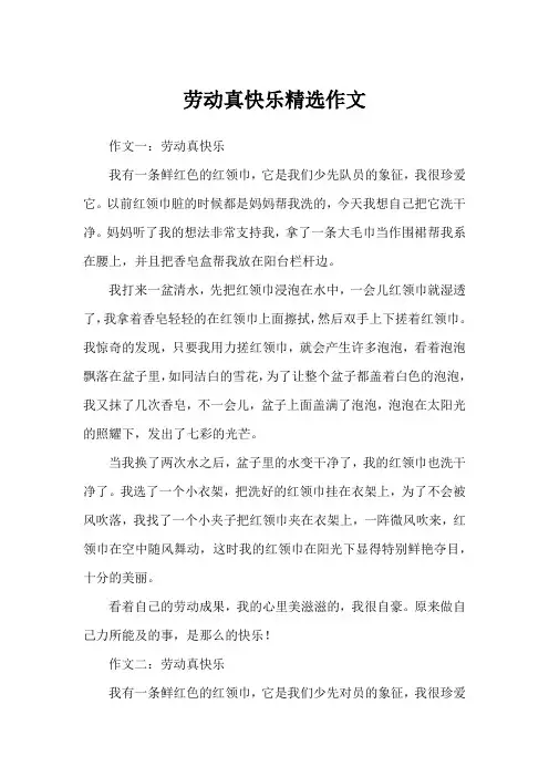 劳动真快乐精选作文