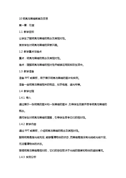 10明亮与黑暗教案及反思