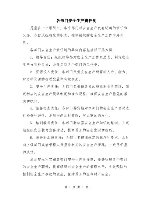 各部门安全生产责任制