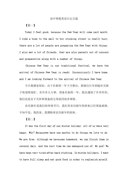 高中寒假英语日记五篇