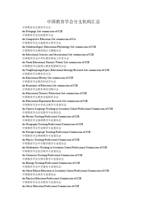 中国教育学会分支机构