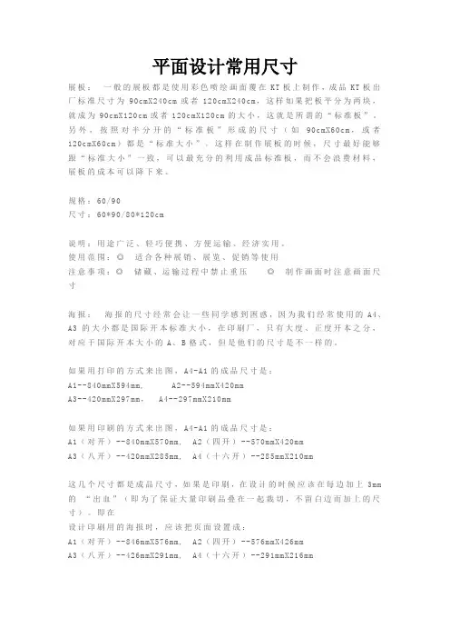 平面设计常用尺寸资料