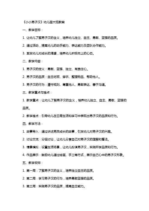 《小小男子汉》幼儿园大班教案