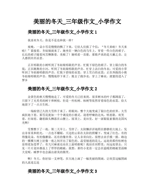 美丽的冬天三年级作文小学作文