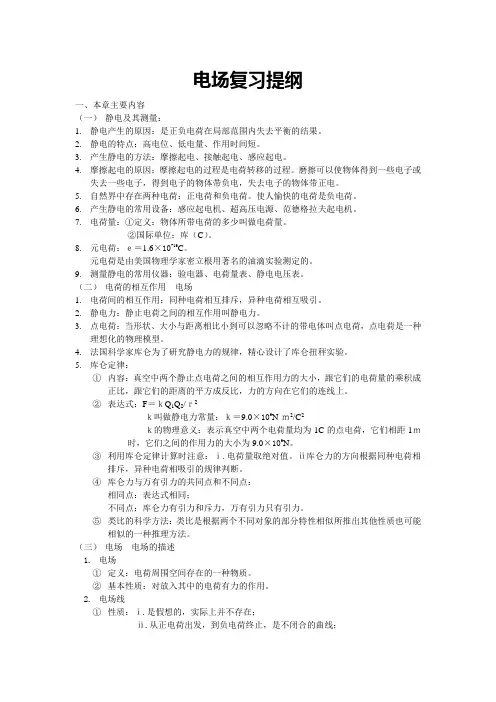 电场复习提纲