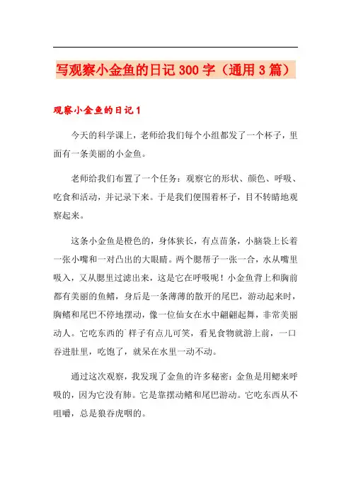 写观察小金鱼的日记300字(通用3篇)