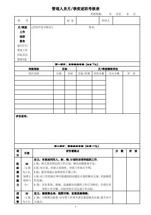 简易绩效考核表