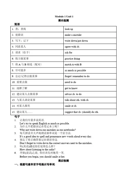 2022年英语外研版八下Module1 Unit1同步练习(附答案)