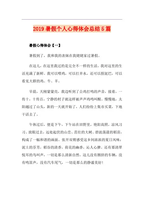 暑假个人心得体会总结5篇
