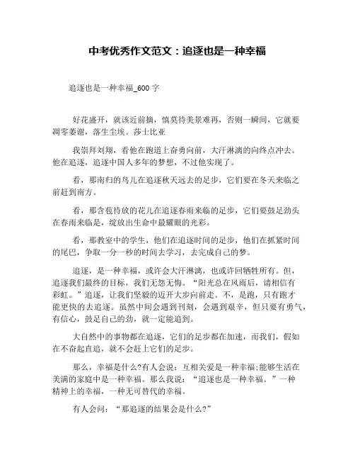 中考优秀作文范文：追逐也是一种幸福