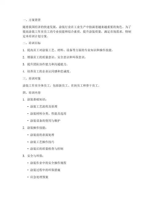 涂装工作室培训计划方案