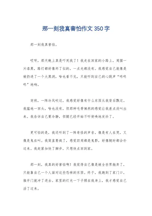 那一刻我真害怕作文350字