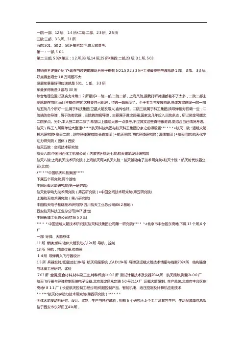 航天科技、航天科工各研究方案所待遇