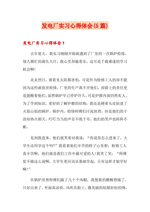 发电厂实习心得体会(5篇)
