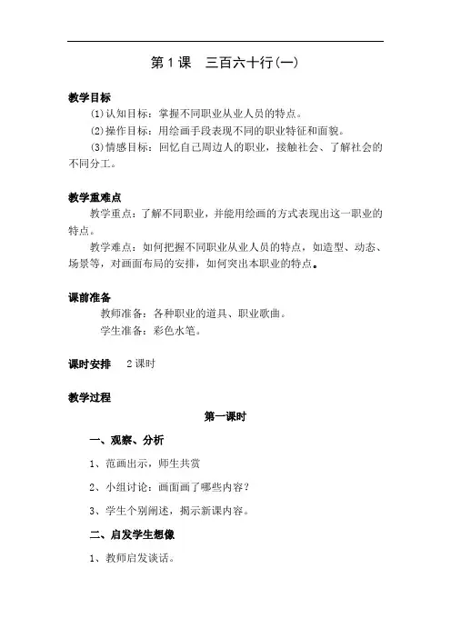 苏教版六年级下册美术教案：《三百六十行(一)》 (2)