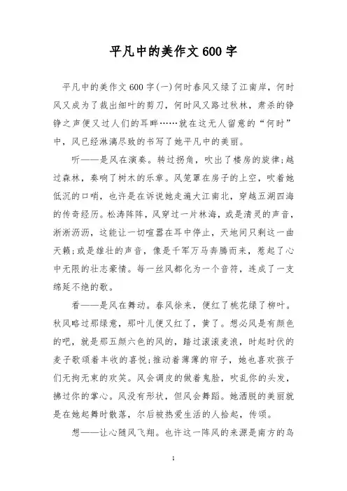 优秀作文：平凡中的美作文600字