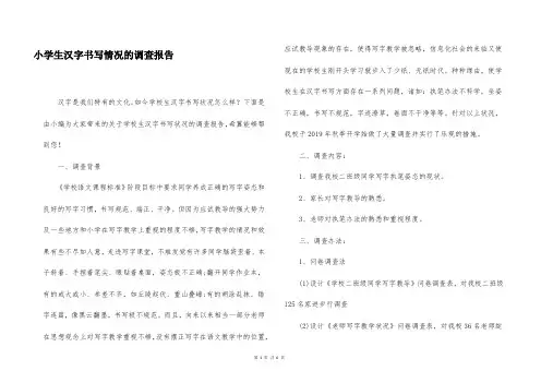 小学生汉字书写情况的调查报告