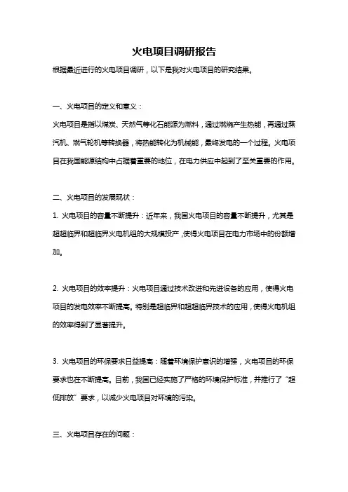 火电项目调研报告