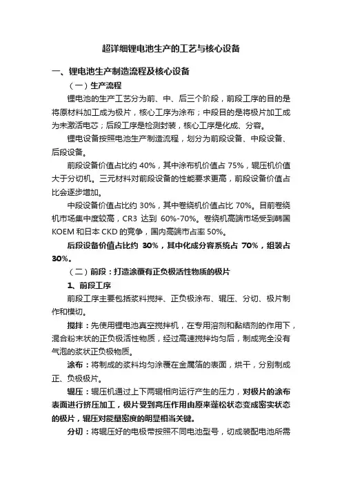 超详细锂电池生产的工艺与核心设备