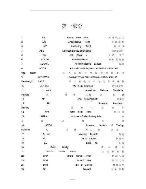 所有船舶常用的英文缩写