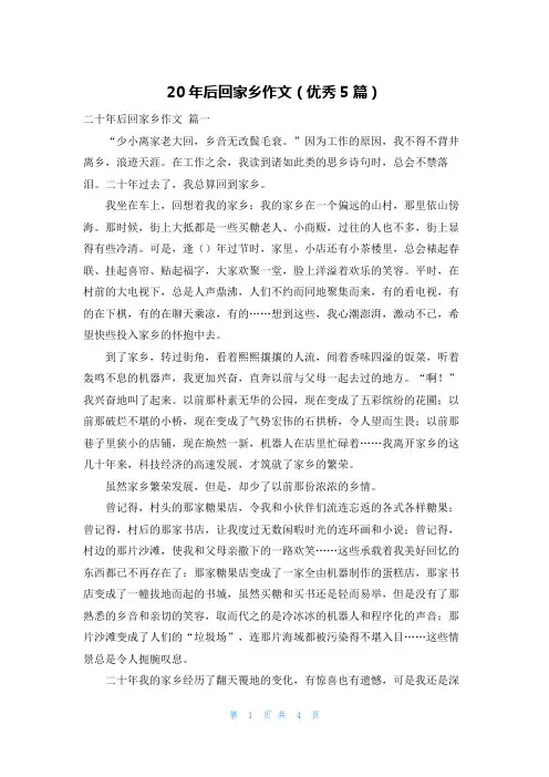 20年后回家乡作文(优秀5篇)