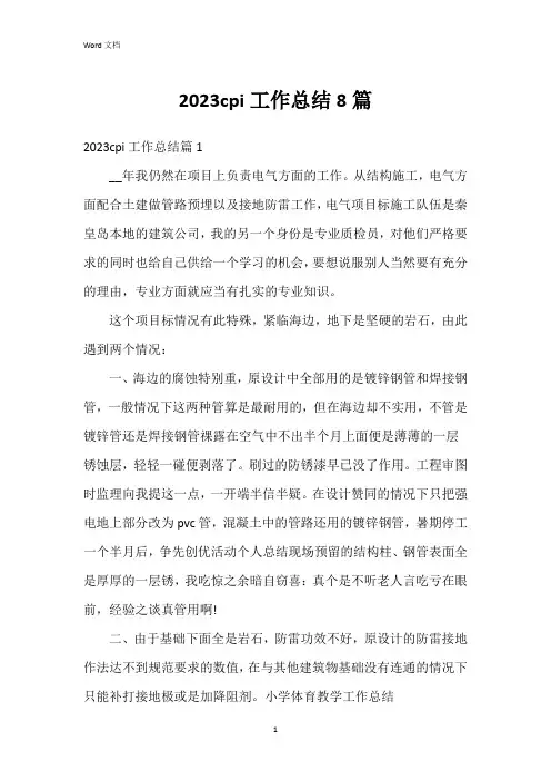 2023cpi工作总结8篇