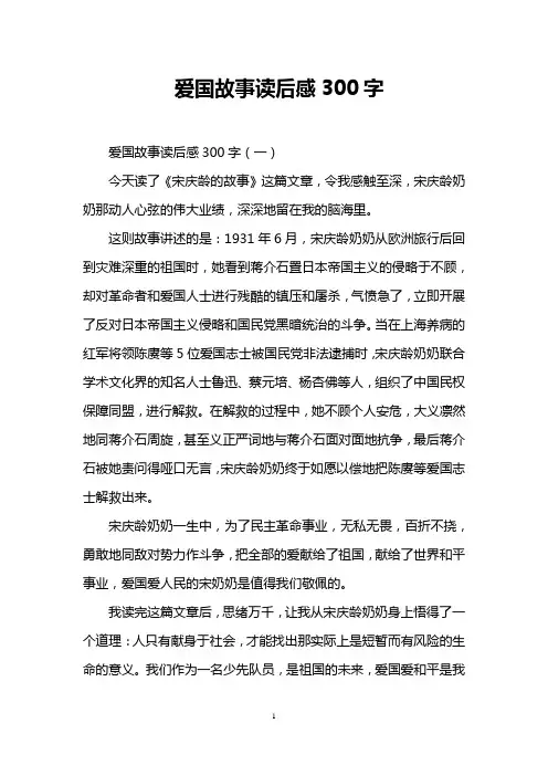 爱国故事读后感300字