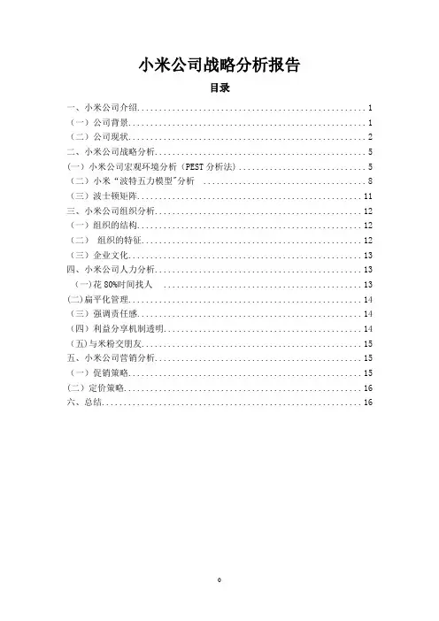 小米公司战略分析报告【精选文档】